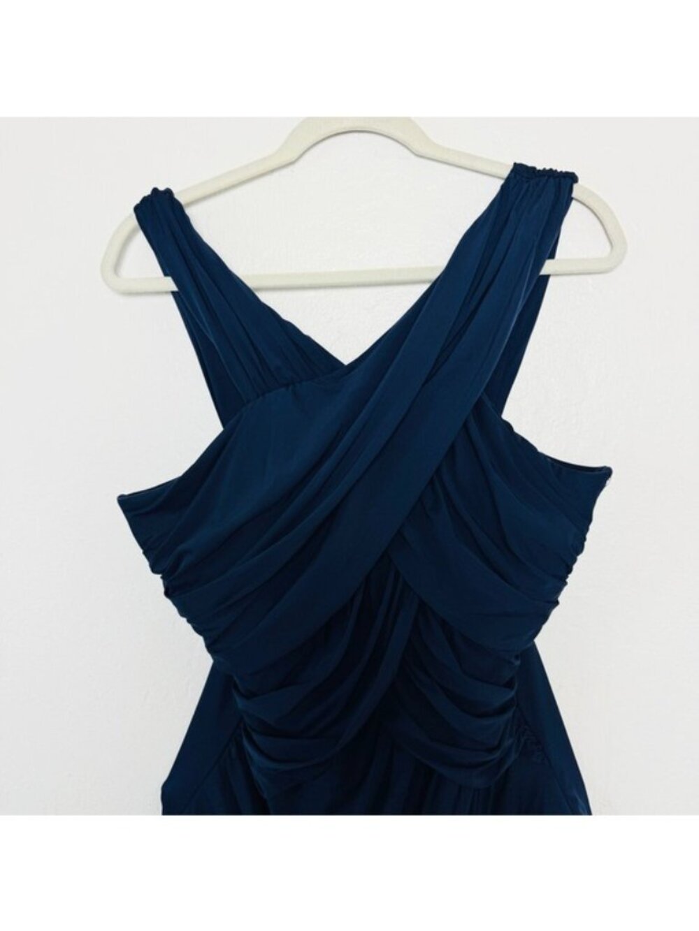Garnet Hill Slate Navy Blue Wrapped Ruched Front One Piece Swim Bathing Suit 16 - Picture 4 of 10